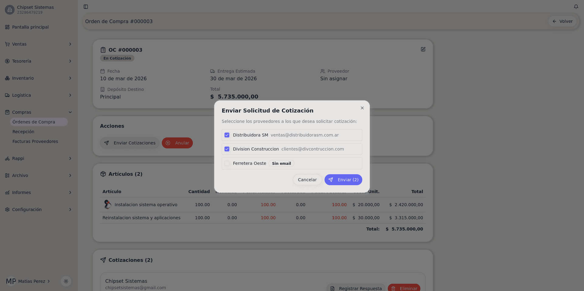 Compras - Solicitudes de cotización
