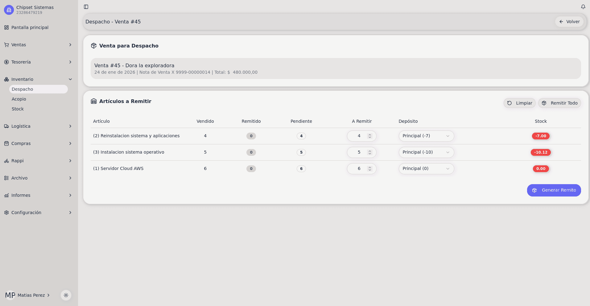 Inventario - Control de stock en tiempo real