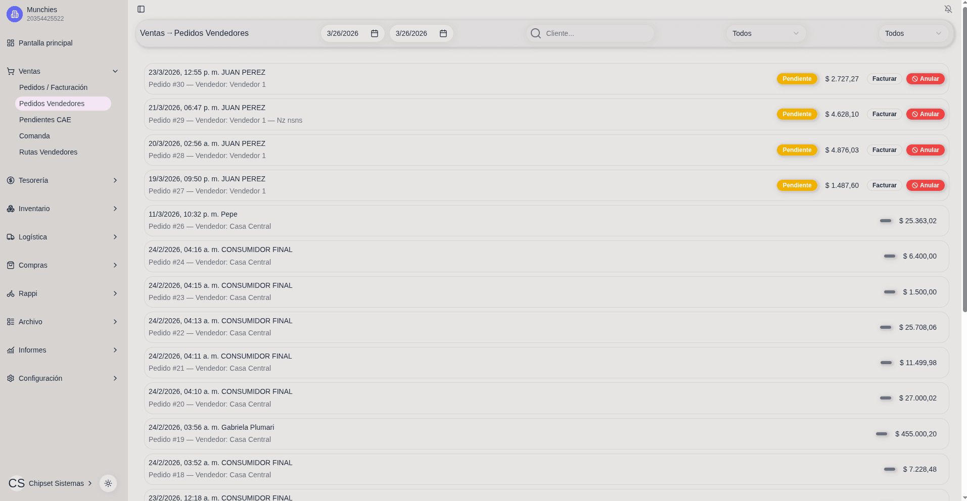Ventas - Busqueda de comprobantes de venta