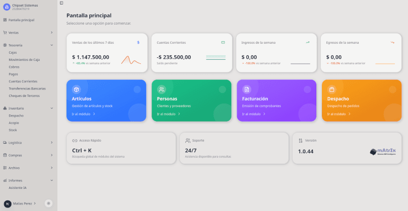 Matrix ERP Dashboard